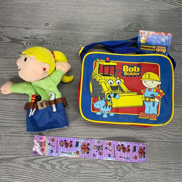 Vintage 2000 Bob the Builder Lunch Bag with Wendy Puppet & Sandylion Stickers - Picture 2 of 12